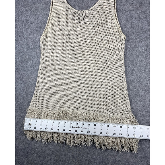 Brunello Cucinelli Sweater Womens Large Beige Cotton Knit Fringe Made in Italy - Picture 7 of 16